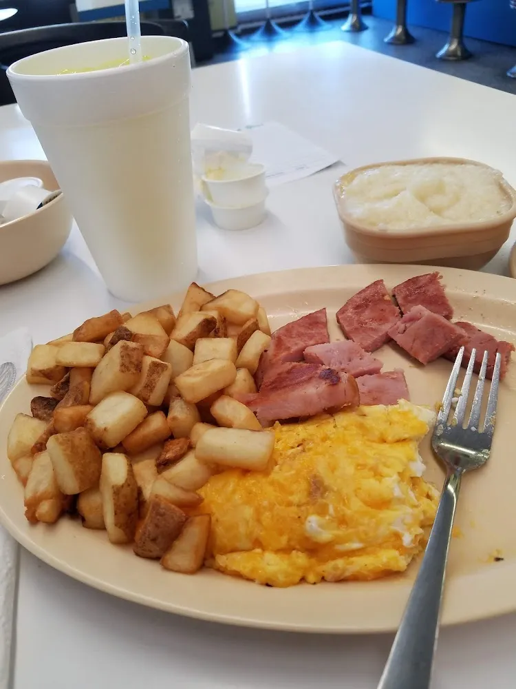 Scrambled Eggs with Cheese Country Ham Home Fries